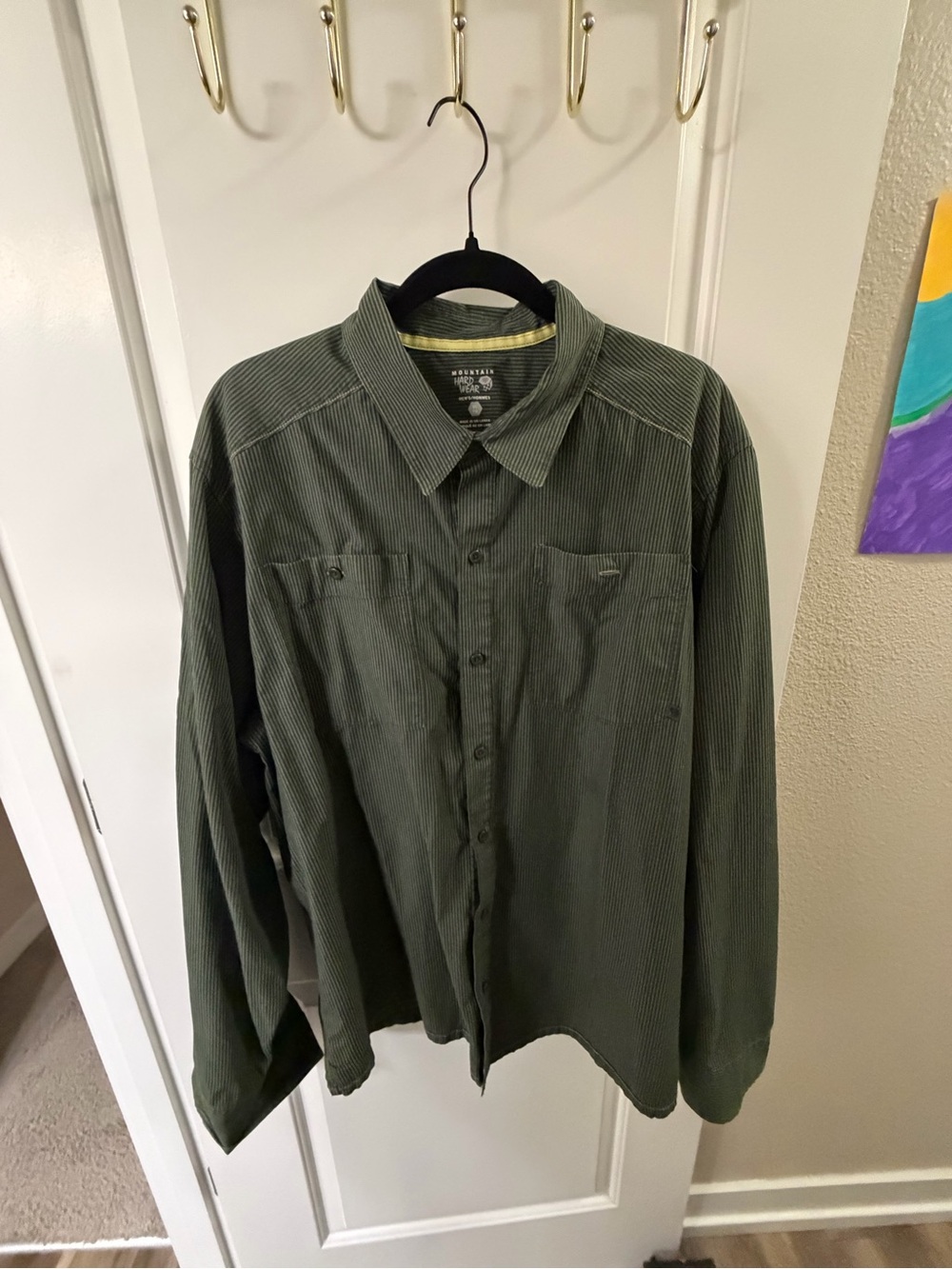 Mountain Hardwear Olive-Striped Men's Button Shirt